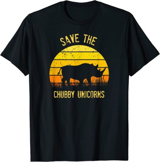 Save The Chubby Unicorns Rhino Sunset Tee Shirt