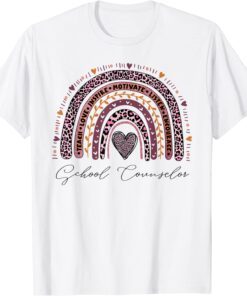 School counselor pink leopard rainbow teach love inspire Tee Shirt