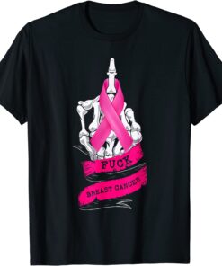 Skeleton Hand Fuck Pink Breast Cancer Awareness Tee Shirt