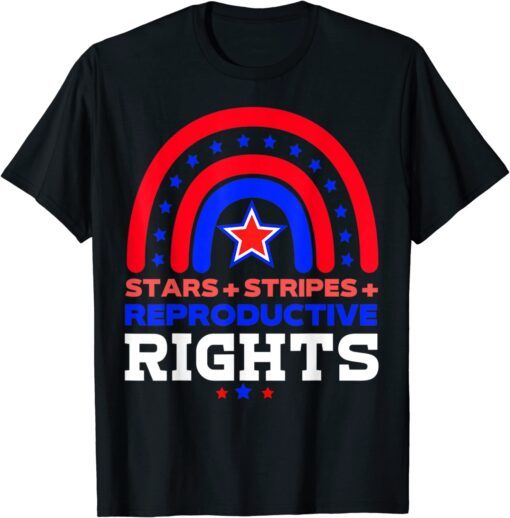 Stars Stripes Reproductive Rights American Flag Rainbow Tee Shirt