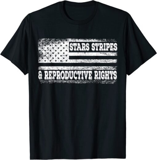 Stars Stripes Reproductive Rights Patriotic USA Flag Vintage T-Shirt