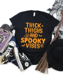 Thick Thighs Spooky Vibes Halloween Tee Shirt