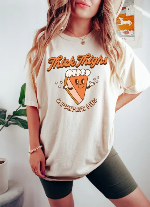 Thick Thighs and Pumpkin Pies Halloween Tee Shirt