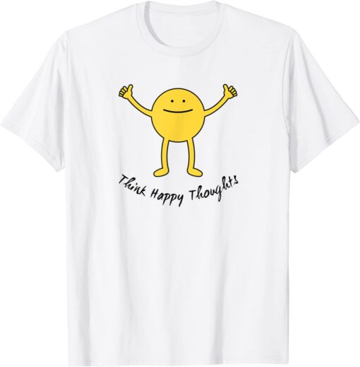 Think Happy Thoughts Cute Yellow Smile Face Motivation Tee Shirt