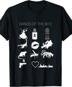 Trendy Bands of the 80's Hair Bands Rock Bands 1980's Tee Shirt