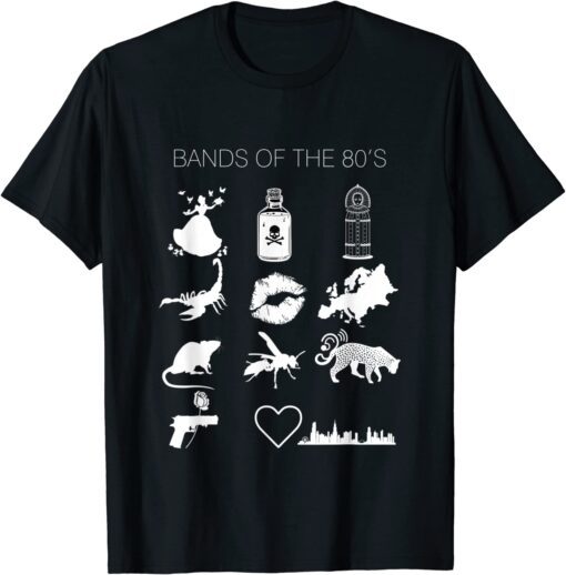 Trendy Bands of the 80's Hair Bands Rock Bands 1980's Tee Shirt