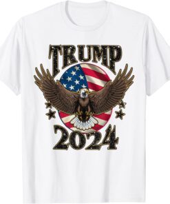 Trump 2024 Patriotic 4th Of July US Flag Eagle Tee Shirt