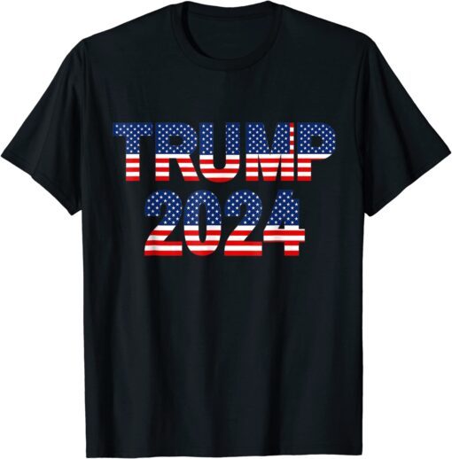 Trump 2024 Retro Vintage USA Flag Tee Shirt