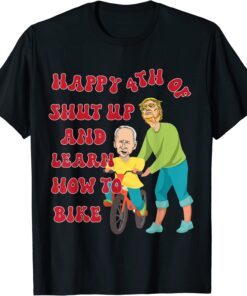 Trump Teaching Biden To Bike Happy 4Th Of July Tee Shirt