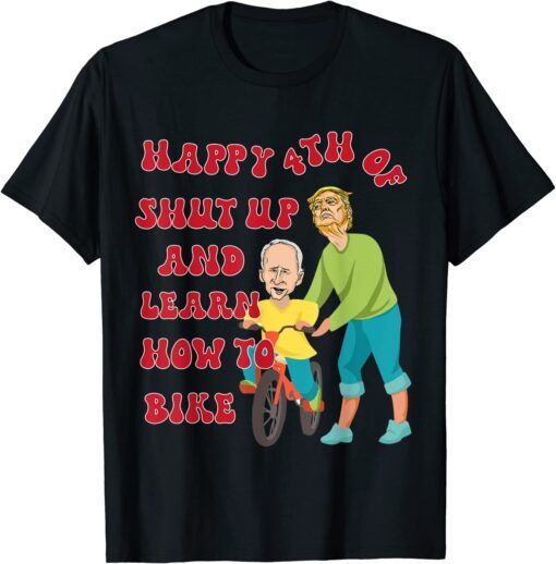 Trump Teaching Biden To Bike Happy 4Th Of July Tee Shirt