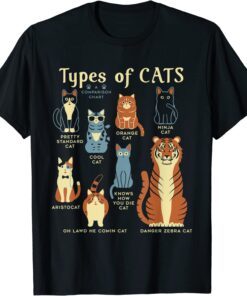 Types Of Cat Comparison Cat Orange Cat Blue Cat Lovers Tee Shirt