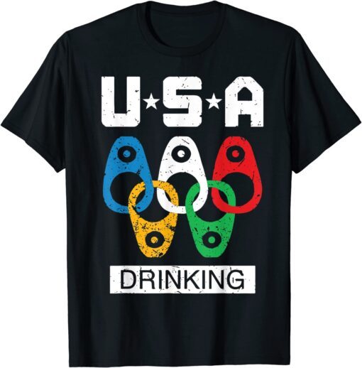 USA Drinking Team American Flag Drinking Beer Lover Tee Shirt