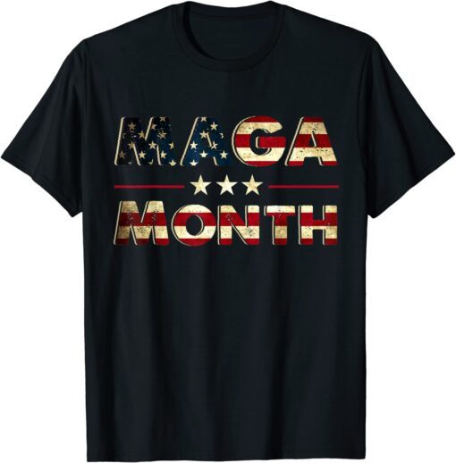 Vintage Old Happy MAGA Month Patriotic American Flag Trendy Tee Shirt