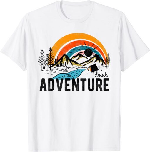 Vintage Seek Adventure Heat Retro Explore Mountain Camping Tee Shirt