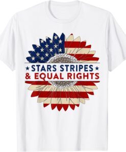 Vintage Sunflower American Flag Stars Stripes Equal Rights Tee Shirt