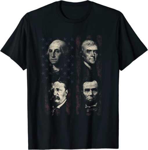 Washington Lincoln Merica Flag Patriotic President T-Shirt