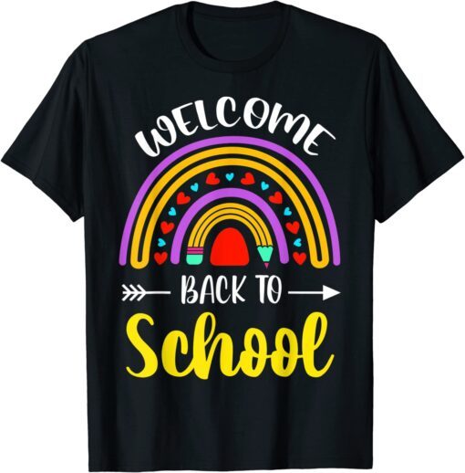 Welcome Back to School Survival Math Quiz Rainbow Tee Shirt