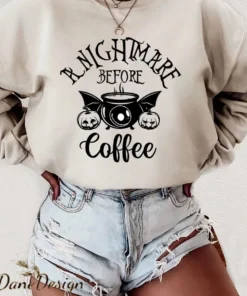 A Nightmare Before Coffee Halloween Tee Shirt