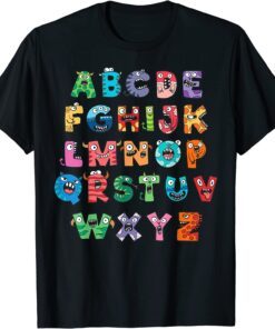 ABC Cute Monster Alphabet Halloween Teacher Costume Tee Shirt