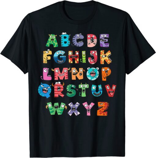 ABC Cute Monster Alphabet Halloween Teacher Costume Tee Shirt