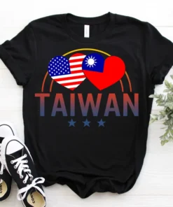 America And Taiwan Taiwanese American Flag Heart Tee Shirt