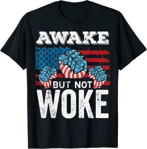 Awake But Not Woke American Flag Against Censorship Tee Shirt