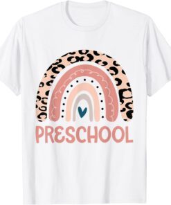 Back To School Preschool Teacher Leopard Rainbow Tee Shirt