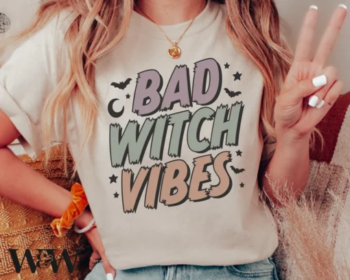 Bad Witch Vibes Halloween Tee Shirt