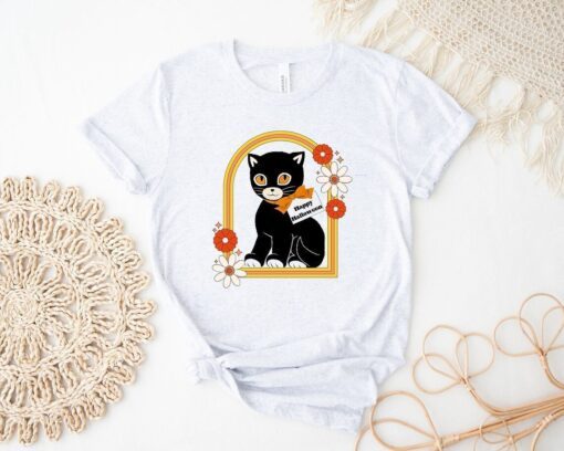 Black Cat Halloween Tee Shirt