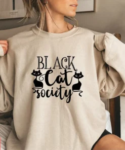 Black Cat Society Halloween Tee Shirt