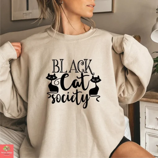 Black Cat Society Halloween Tee Shirt