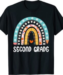 Boho Rainbow Second Grade Student Teacher Back To School Tee Shirt