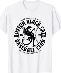 Boston Black Cats Baseball Retro Minor League Baseball Team Tee Shirt