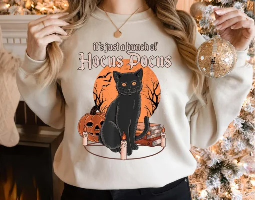 Bunch Of Hocus Pocus Cat Halloween Tee Shirt