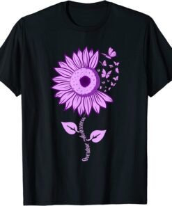 Butterfly Purple Ribbon Sunflower Overdose Awareness month Tee Shirt