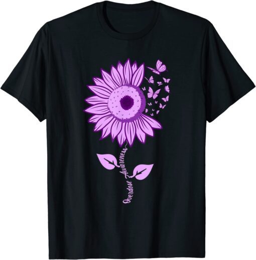 Butterfly Purple Ribbon Sunflower Overdose Awareness month Tee Shirt