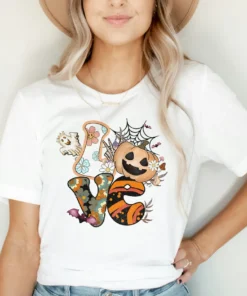 Cartoon Love Pumpkin Halloween Tee Shirt