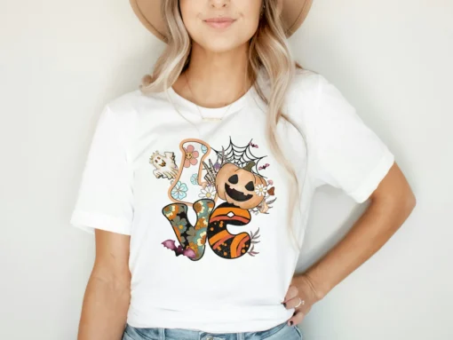 Cartoon Love Pumpkin Halloween Tee Shirt