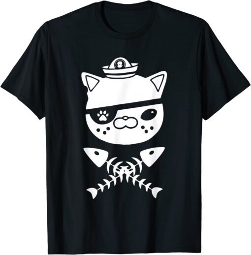 Cat Head With Fish Bone Pirate Kitten Tee Shirt