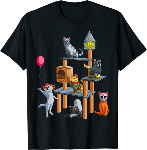 Cat Horror Movies Cute Halloween for Cat Kitty Lovers Tee Shirt