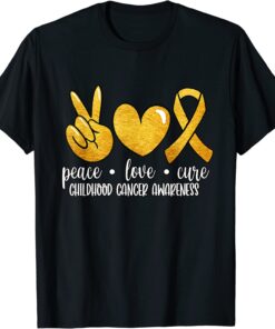 Childhood Cancer Awareness Peace Love Cure Childhood Cancer Tee Shirt