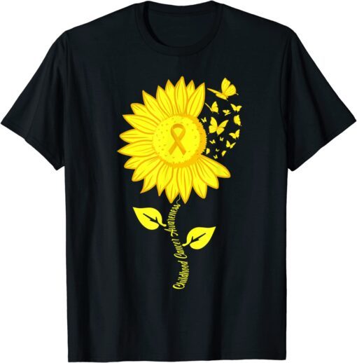 Childhood Cancer Awareness Sunflower September Cancer Tee Shirt