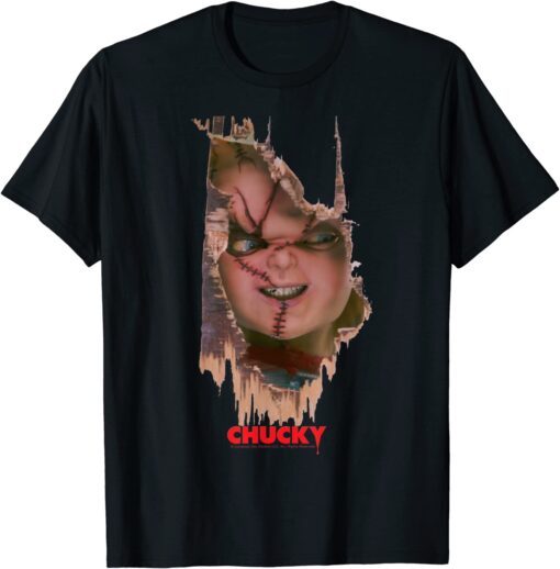 Child's Play Broken Door Here's Chucky Poster Tee Shirt