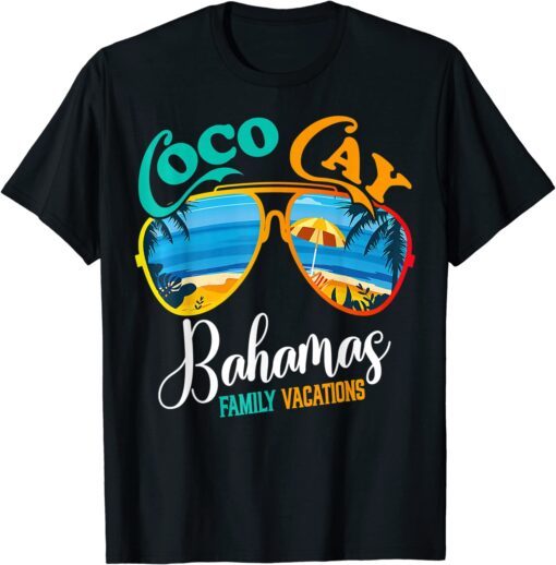 Coco Cay Bahamas family Vacation Sunglasses Palm Trees Tee Shirt