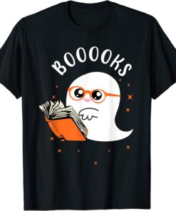 Cute Ghost Book Reading Halloween Teacher Top Tee Shirt