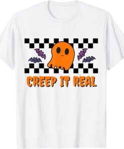 Cute Halloween Ghost Checkerboard Tee Shirt