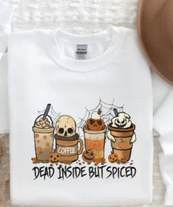 Dead Inside But Spiced Spooky Creepy Halloween Fall Tee Shirt