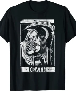 Death the Grim Reaper Kiss Tarot Card Halloween T-Shirt