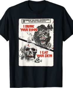 Drink Blood Classic Halloween Monster Poster Horror Movie Tee Shirt