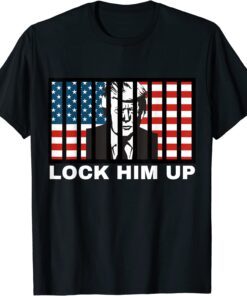 FBI searches Trump's house LOCK HIM UP Anti-Trump American Flag Jail Tee Shirt